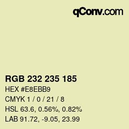 Color code: RGB 232 235 185 | qconv.com