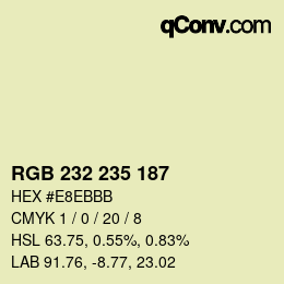 Color code: RGB 232 235 187 | qconv.com