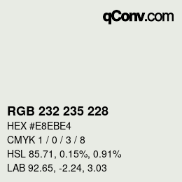 Color code: RGB 232 235 228 | qconv.com