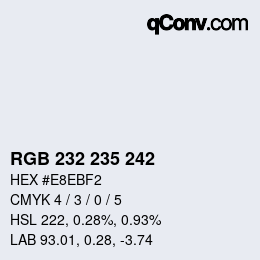 Color code: RGB 232 235 242 | qconv.com