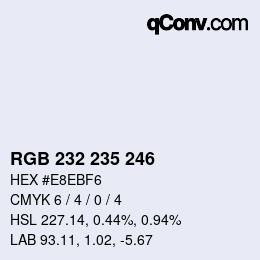 Color code: RGB 232 235 246 | qconv.com