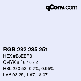 カラーコード: RGB 232 235 251 | qconv.com