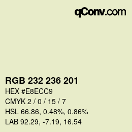 Color code: RGB 232 236 201 | qconv.com