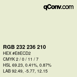カラーコード: RGB 232 236 210 | qconv.com