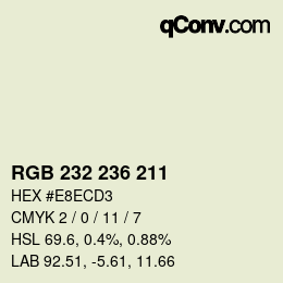 カラーコード: RGB 232 236 211 | qconv.com