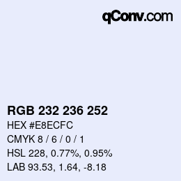 Farbcode: RGB 232 236 252 | qconv.com