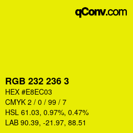 Color code: RGB 232 236 3 | qconv.com