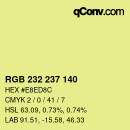 Color code: RGB 232 237 140 | qconv.com