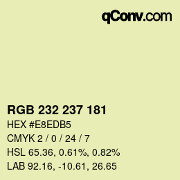 Color code: RGB 232 237 181 | qconv.com