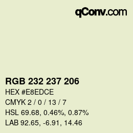 Color code: RGB 232 237 206 | qconv.com
