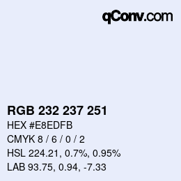 Color code: RGB 232 237 251 | qconv.com
