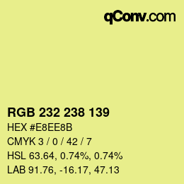 Color code: RGB 232 238 139 | qconv.com