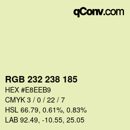 カラーコード: RGB 232 238 185 | qconv.com