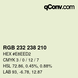 カラーコード: RGB 232 238 210 | qconv.com