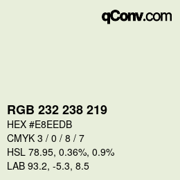 Color code: RGB 232 238 219 | qconv.com