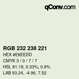 Color code: RGB 232 238 221 | qconv.com