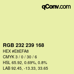 Color code: RGB 232 239 168 | qconv.com