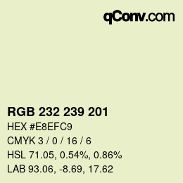 颜色代码: RGB 232 239 201 | qconv.com