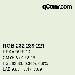颜色代码: RGB 232 239 221 | qconv.com