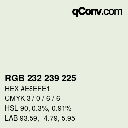 Color code: RGB 232 239 225 | qconv.com