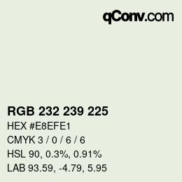 Color code: RGB 232 239 225 | qconv.com