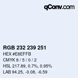 Color code: RGB 232 239 251 | qconv.com