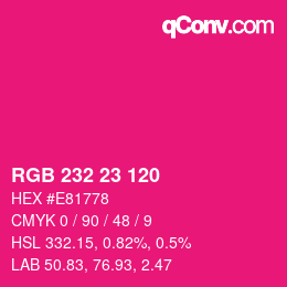 颜色代码: RGB 232 23 120 | qconv.com