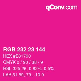 颜色代码: RGB 232 23 144 | qconv.com
