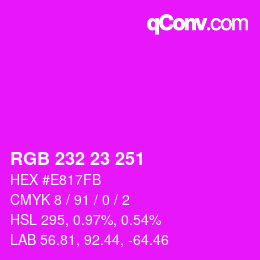 Color code: RGB 232 23 251 | qconv.com
