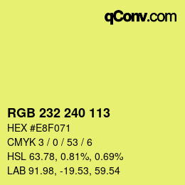 Color code: RGB 232 240 113 | qconv.com