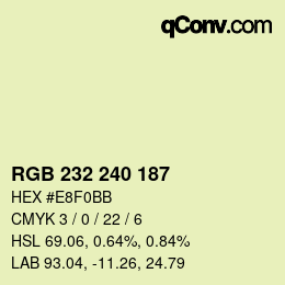 Color code: RGB 232 240 187 | qconv.com