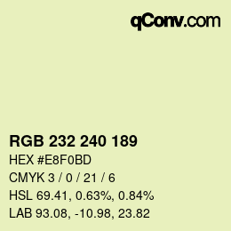 Color code: RGB 232 240 189 | qconv.com