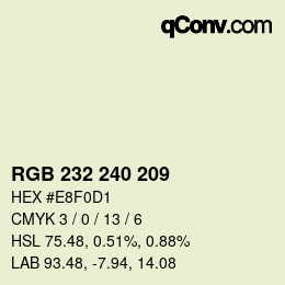 Color code: RGB 232 240 209 | qconv.com