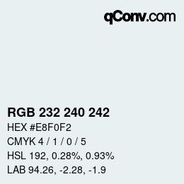 Color code: RGB 232 240 242 | qconv.com