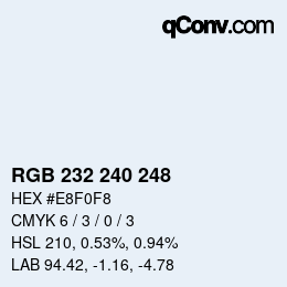 Color code: RGB 232 240 248 | qconv.com