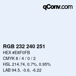 Color code: RGB 232 240 251 | qconv.com