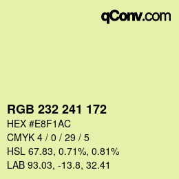 Color code: RGB 232 241 172 | qconv.com