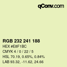 Color code: RGB 232 241 188 | qconv.com