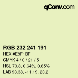 Color code: RGB 232 241 191 | qconv.com