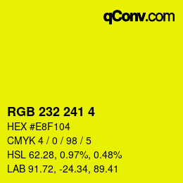 Color code: RGB 232 241 4 | qconv.com