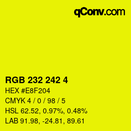 Color code: RGB 232 242 4 | qconv.com
