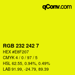 カラーコード: RGB 232 242 7 | qconv.com