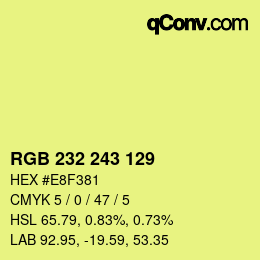 颜色代码: RGB 232 243 129 | qconv.com