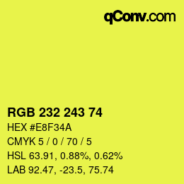 Color code: RGB 232 243 74 | qconv.com