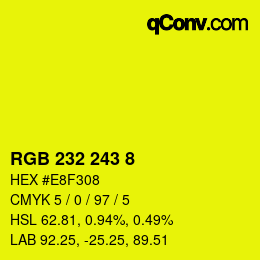 Color code: RGB 232 243 8 | qconv.com