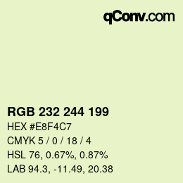 Color code: RGB 232 244 199 | qconv.com