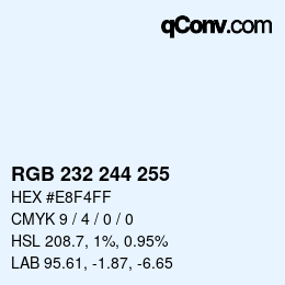 Color code: RGB 232 244 255 | qconv.com