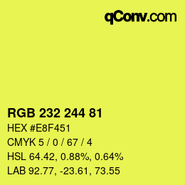 Color code: RGB 232 244 81 | qconv.com