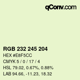 Color code: RGB 232 245 204 | qconv.com