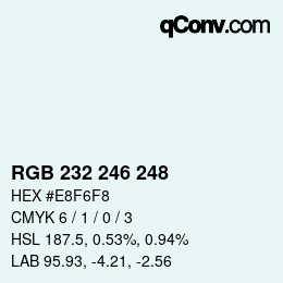 Color code: RGB 232 246 248 | qconv.com